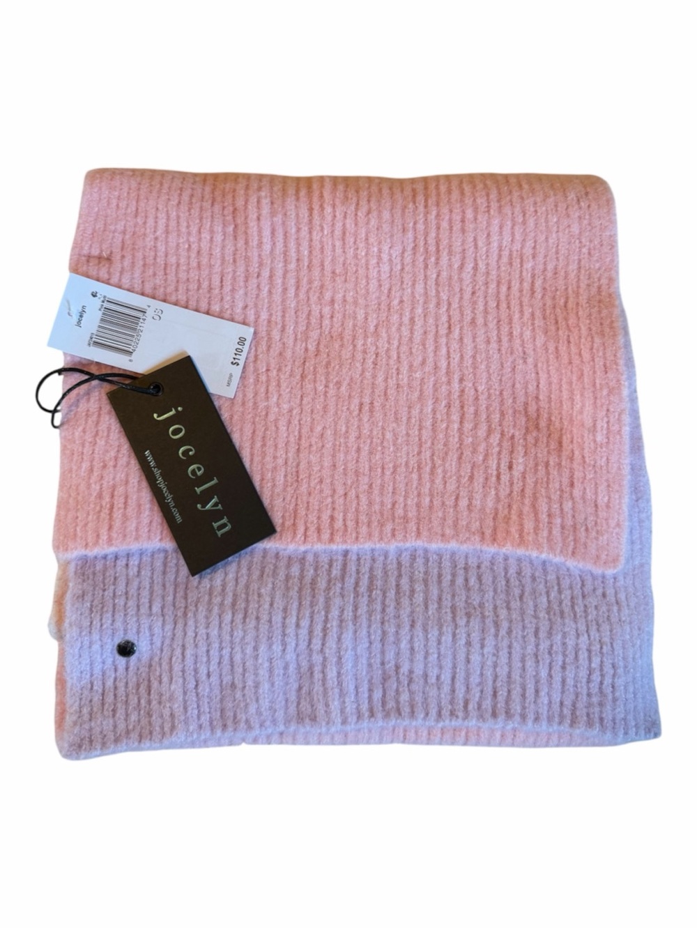 jocelyn Two-Tone Pink Ribbed Knit Scarf